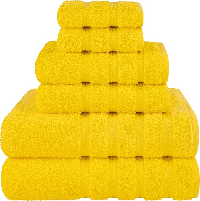American Soft Linen Luxury 6 Piece Towel Set, 2 Bath Towels 2 Hand Towel 2