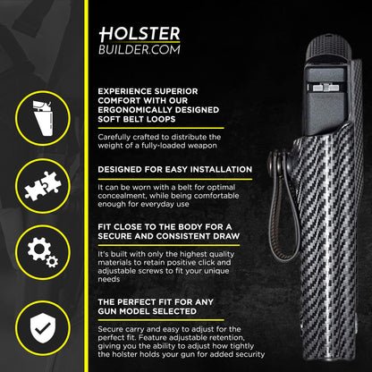 HolsterBuilder IWB Soft Holster Belt Loops - Holster Accessories with Dot Cap for Better Security, Heavy-Duty Belt Clip Works with 1.5" & 1.75" Belts - Kydex & Sheath Hardware Kit (Black)
