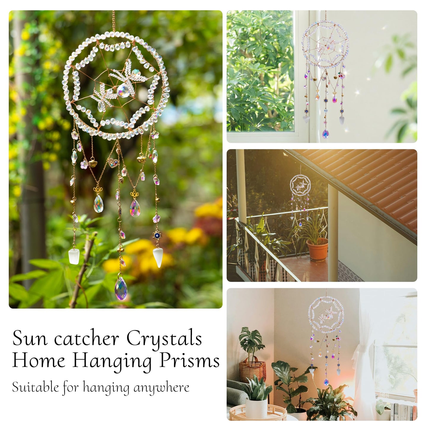 Handmade Spider Sun Catcher, Dreamsum Crystal Suncatchers for Windows, Handmade Wall Rainbow Decor Prism Gift for Women Housewarming Home, Bedroom, Garden Decoration