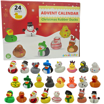 4E's Novelty Christmas Advent Calendar 2025 Kids with Christmas Rubber Ducks for Toddlers, 24 Days Christmas Countdown Calendar Toy & Gifts for Boys & Girls, Jeep Ducks