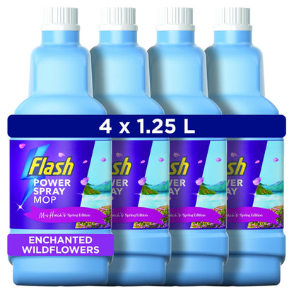 Flash Power Spray Mop Floor Cleaner Multi-Surface Cleaning Liquid Enchanted Wildflowers 5L (1.25L x4)
