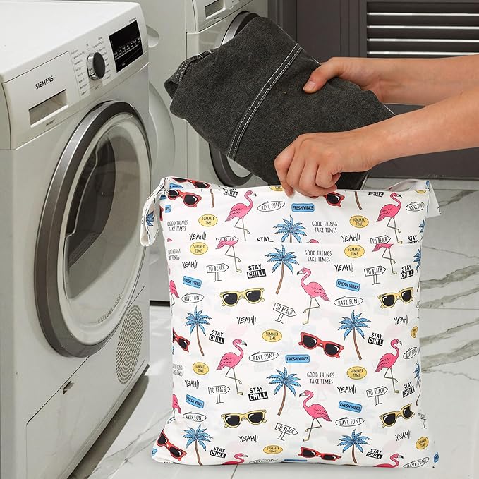 2pcs Travel Waterproof Laundry Bag, Cloth Diaper Wet Dry Bags