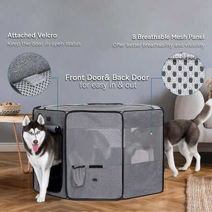 Petsfit Portable Dog Playpen for for Large Dogs/Cat/Rabbit/Chick, with Water Bottle Holder and Carrying Case, for Travel/Indoor/Outdoor Use, Large (45.5"x45.5"x28.5")