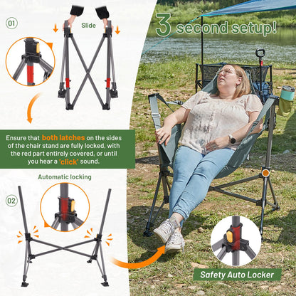 TIMBER RIDGE Hammock Camping Chair, Oversized Swinging Hammock Chair with Adjustable Back and Seat for Outdoor Lawn, Sports, Supports 400lbs, Grey