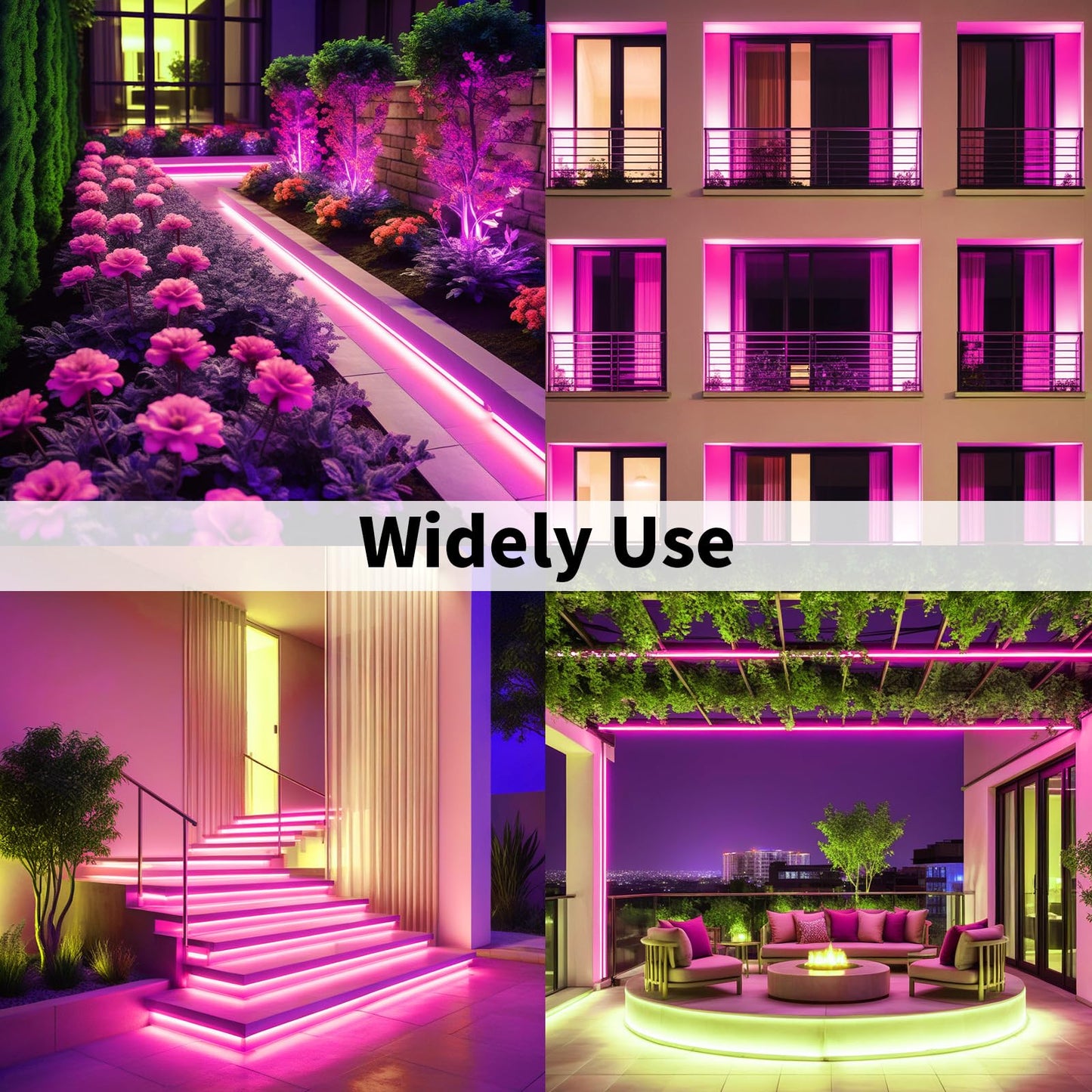 iNextStation 16.4FT/5M Pink LED Strip Lights, DC12V Silicone Neon Light Strip, IP65 Waterproof Led Rope Lights Dimmer for Cuttable DIY, LED Light Strip for Bedroom, Indoor, Outdoor(with Plug)