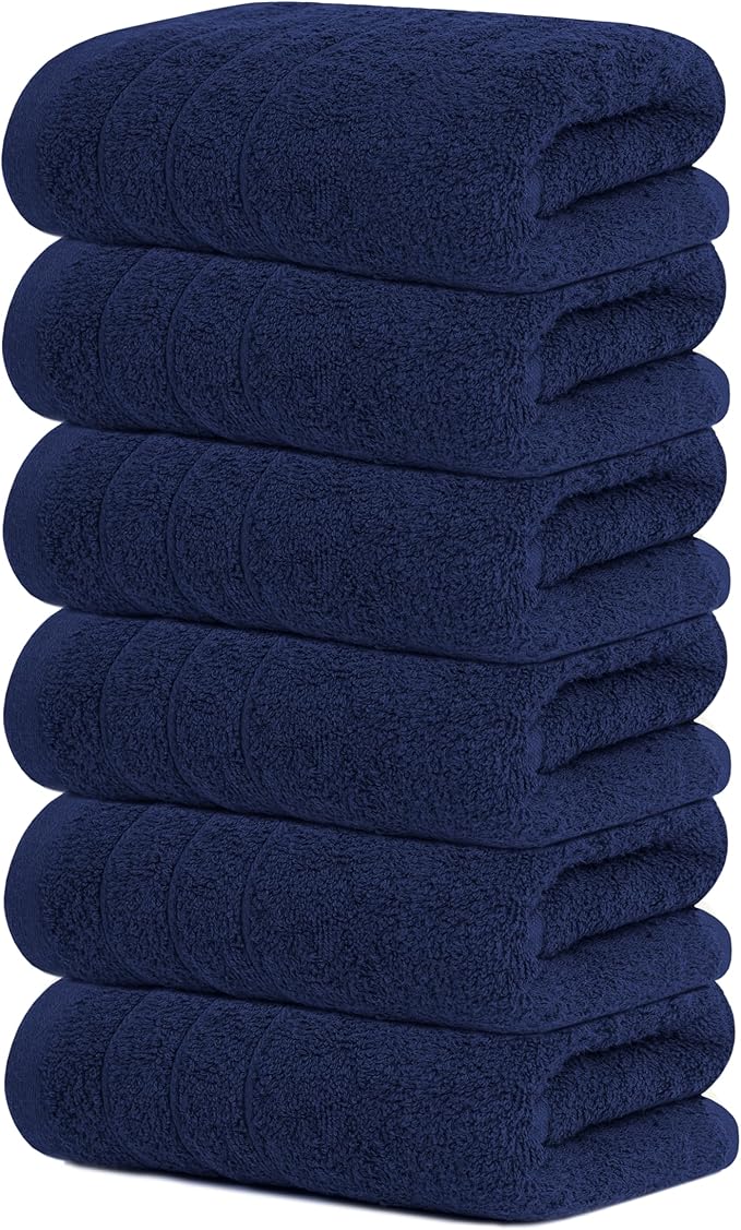 Tens Towels Pack of 6 Hand Towels, 100% Cotton, Lighter Weight, Quick to Dry