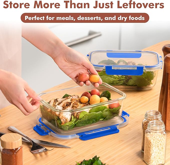 Razab 4 Pcs 1860ml / 63 Oz Large Glass Food Storage Containers