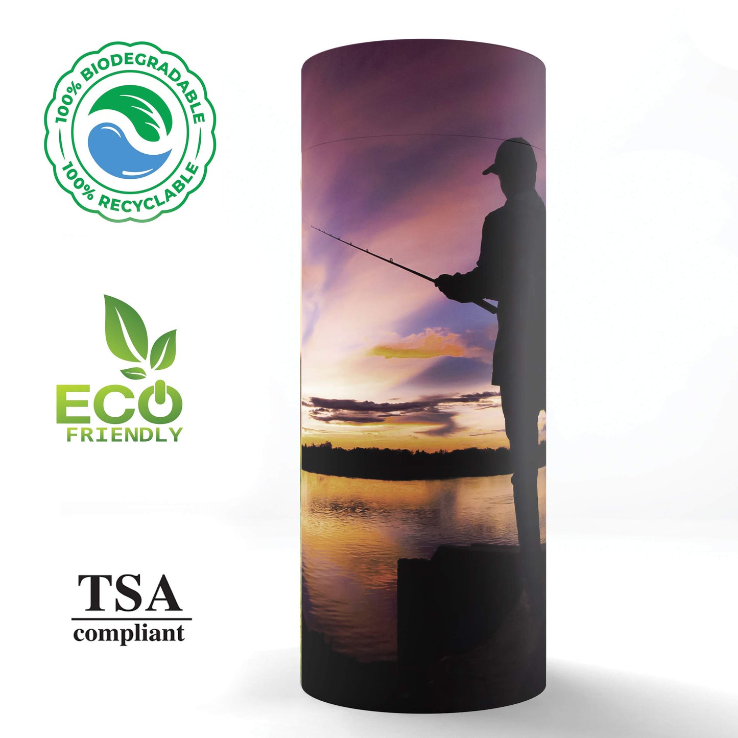 Gone Fishing Men's Scattering Tubes for Human Ashes TSA Approved Scattering Urn and Eco-Friendly Biodegradable Urns for Human Ashes & Biodegradable Urn for Burial at Sea