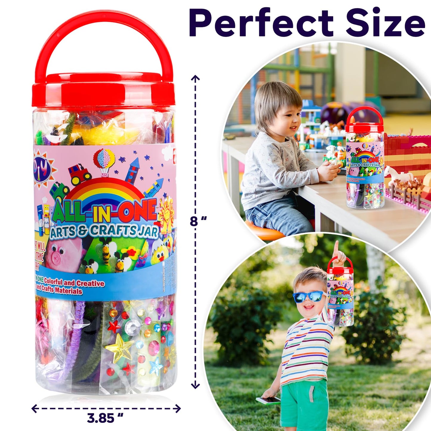 FunzBo Arts and Crafts Supplies Kit for Kids Toddlers Age 4 5 6 7 8 9 - All in One D.I.Y. Crafting Kindergarten Homeschool Supply Set Kids Toys Brithdays Gifts