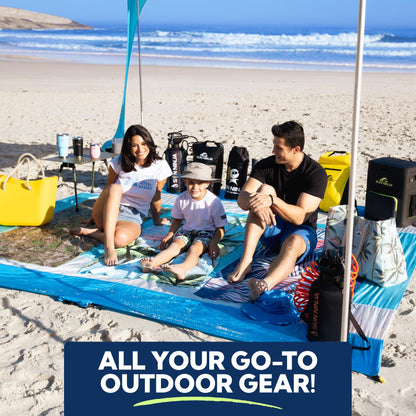 SUN NINJA Beach Tent Shelter with UPF50+ Protection, Includes Sand Shovel, Ground Pegs, Stability Poles, Outdoor Pop Up Shade Canopy for Camping, Fishing, Backyard Fun (Navy, 5x5 FT 4 Pole)