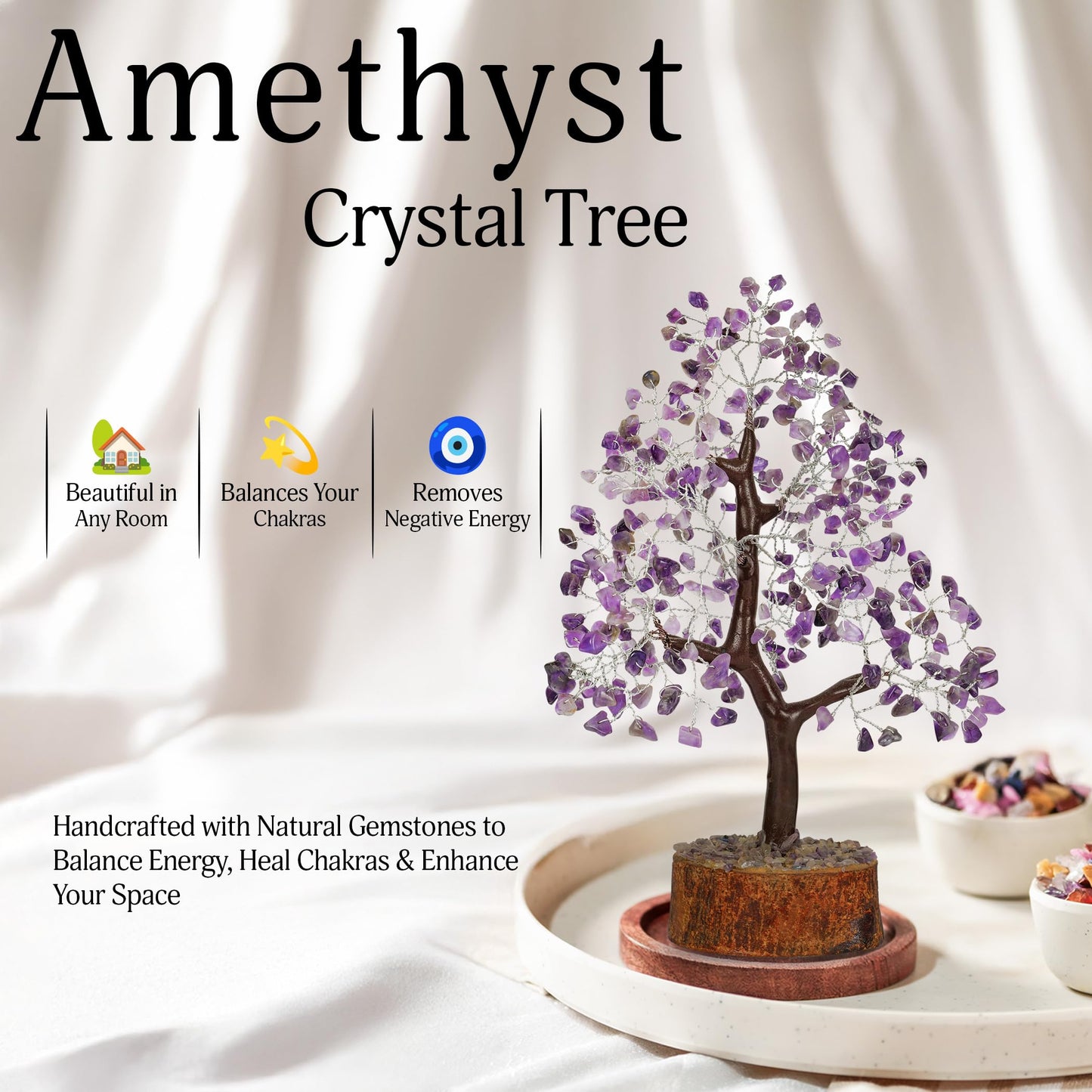 Amethyst Crystal Tree, Healing Crystals, Purple Room Decor, Crystal Decor, Crystal Tree, Purple Desk Accessories, Purple Decor Tree, Spiritual Decor, Feng Shui Decor, Amethyst Crystal Rock Tree 10-12"