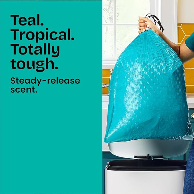 Glad ForceFlex MaxStrength Kitchen Trash Bags, 13 Gal, Bahama Bliss Febreze