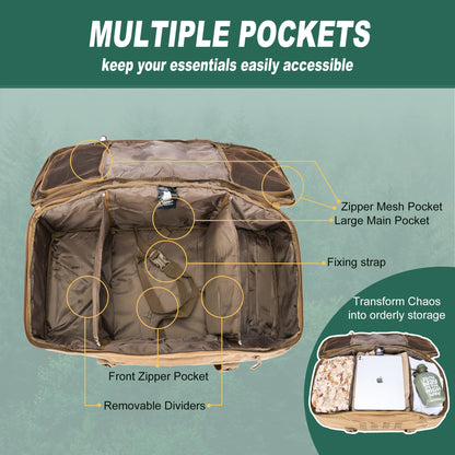 Gym Bag, 3-in-1 Duffel Backpack, Travel & Sports Bag for Outdoor, Tactical, Camping & Hunting – Weekend & Overnight Gear