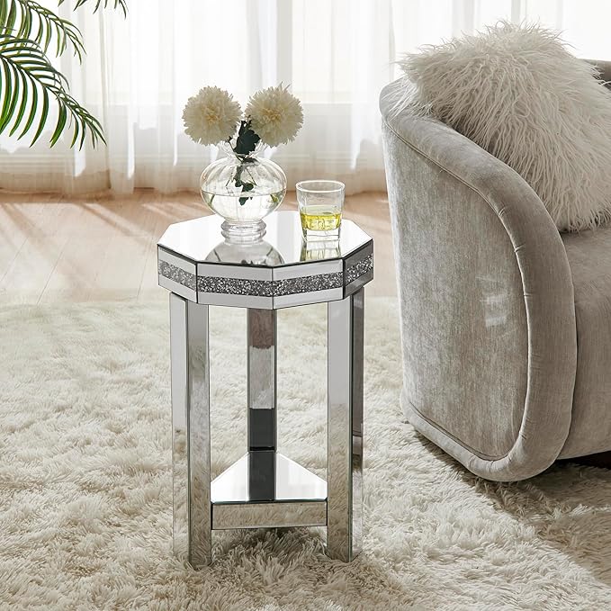 Mirrored Octagon End Table