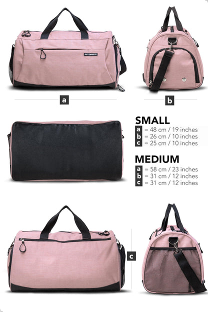 Fitgriff® Gym Bag for Men & Women with Shoe & Wet Compartment - Duffle Bag for Travel, Sports, Fitness & Workout (Pink, 23 x 12 x 12″ (M))