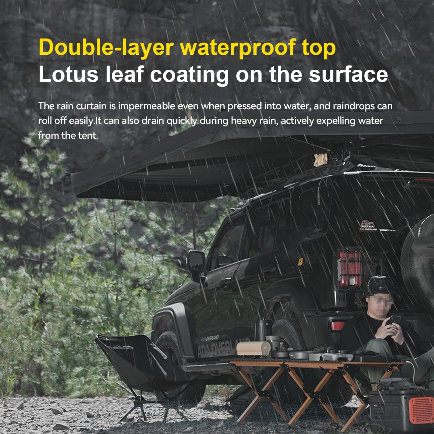 Hard-Shell Litewing 270° Car Awning Driver Side (Left Side) - Heavy Duty Aluminum Frame, One Person Setup, UV Protection, LED Light Strip for Camping, Overlanding, Off-Road