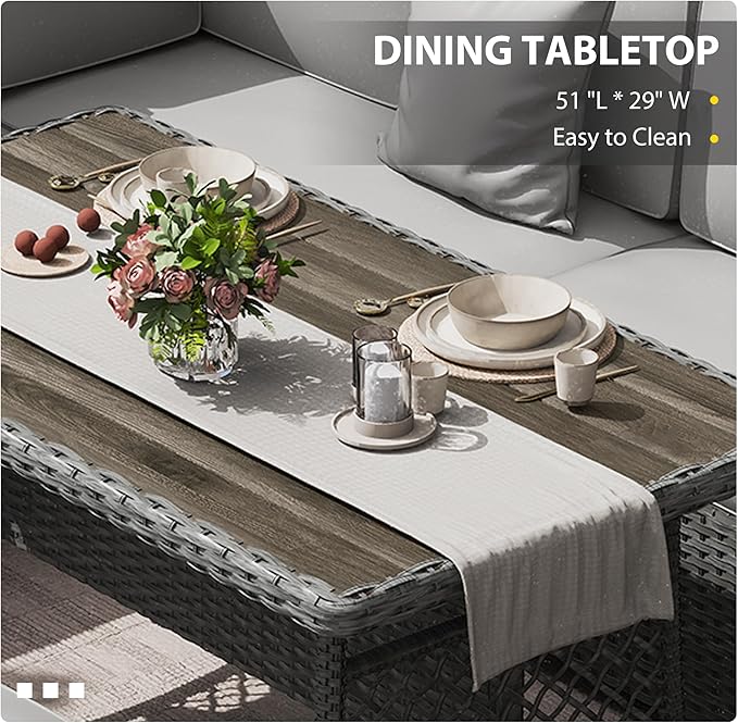 KIGOTY 7 Piece Patio Furniture Set, Outdoor PE Wicker Rattan Outdoor Dining Set
