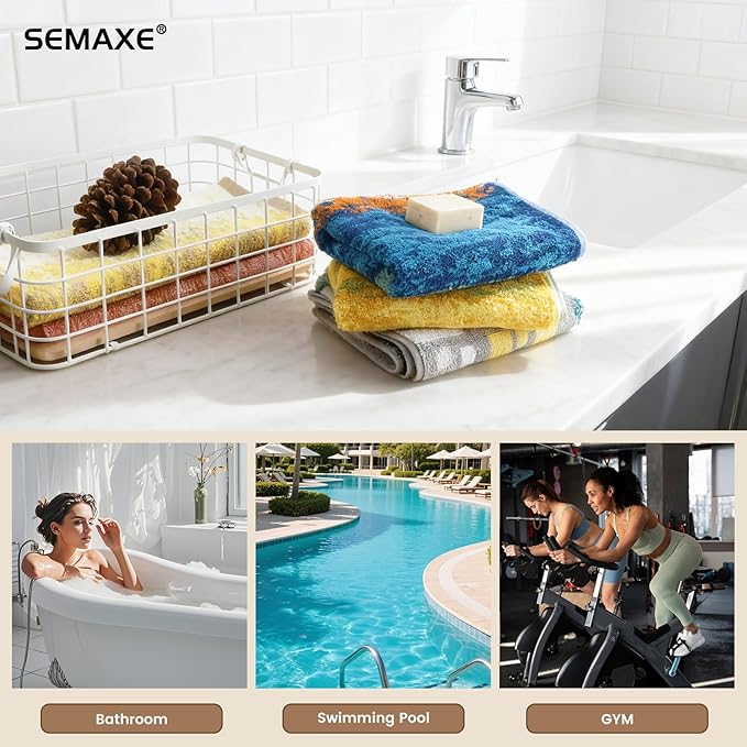SEMAXE Hand Towels for Bathroom, 100% Cotton Towels