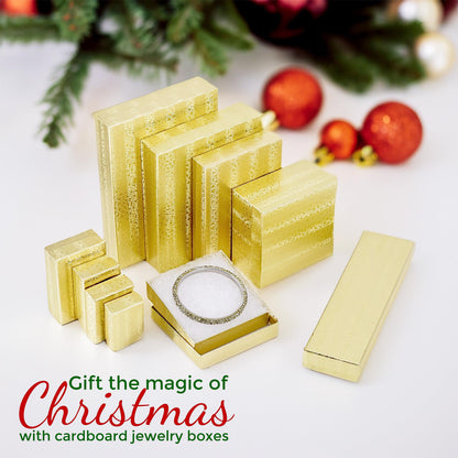 TheDisplayGuys - 25-Pack #33 Cotton Filled Cardboard Paper Jewelry Boxes Gift Case - Gold Foil (3.5" x 3.5" x 1.0") - for Shipping or Storage