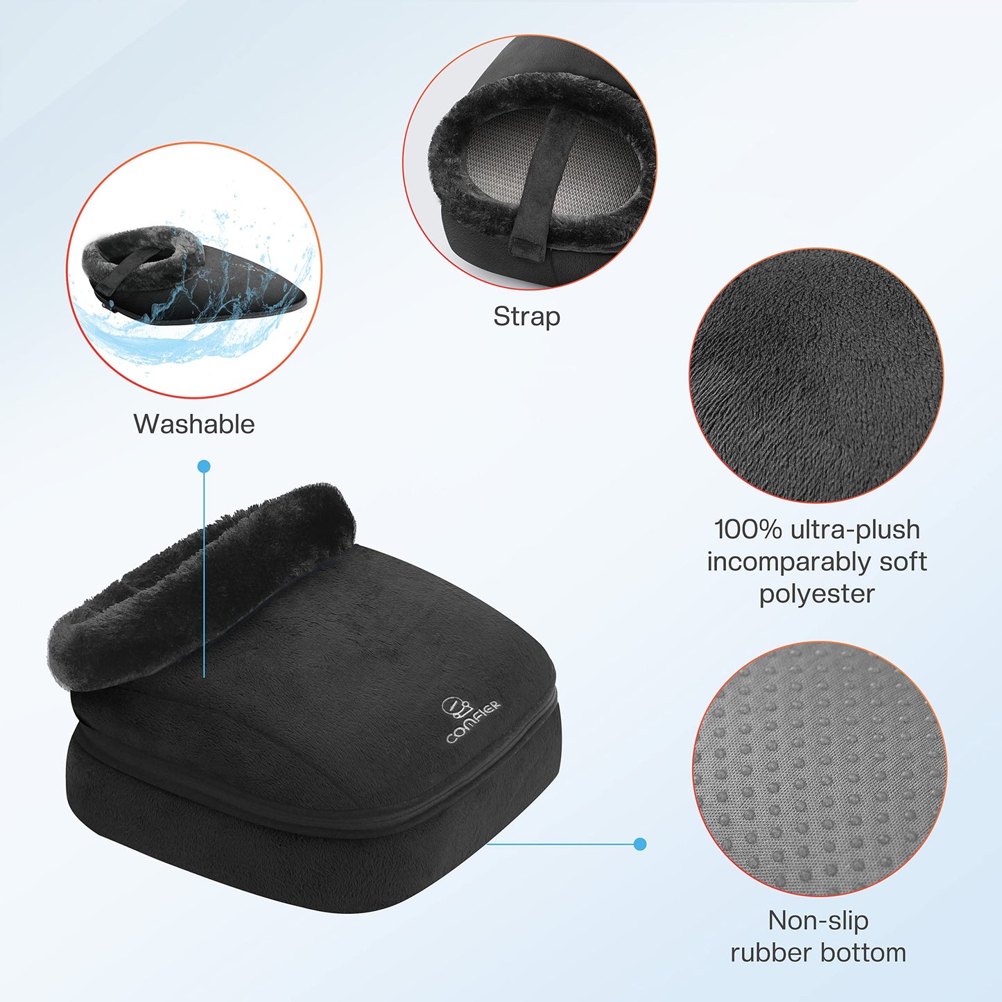 COMFIER Foot Massager with Heat, Electric Foot Warmer for Women,Men Gifts, Shiatsu Feet Massager Machine for Plantar Fasciitis,Neuropathy, 2-in-1 Foot & Back Massager, Foot Heater Fits up to 12”