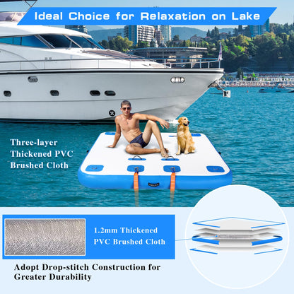 ROMELANDS Inflatable Floating Dock, Swim Platform Floating Island Raft, Large Air Mat Inflatable Water Pad with None-Slip Surface for Lake Pool Beach Ocean