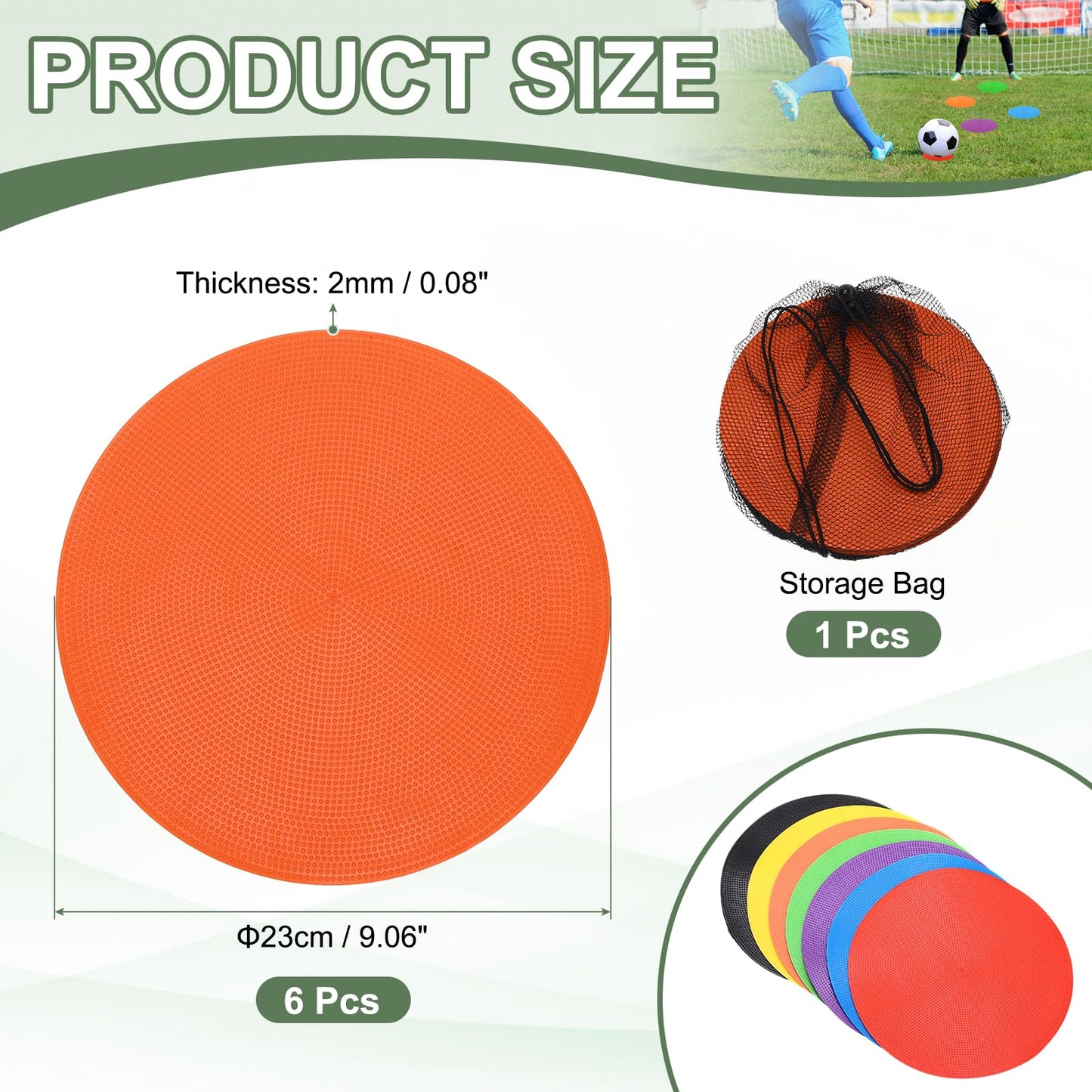 YELARXI Spot Markers, Poly Spot Marker for Agility Training Floor Dots Non Slip Flat Field Cones 15 Pcs & 9 in & Orange - for (Soccer/Speed Training/Gaming/Basketball/Dance Practice)