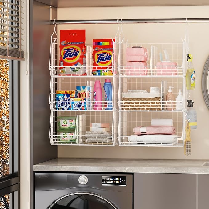7 Tier Hanging Closet Organizer and Storage, Foldable Wire Closet Shelving