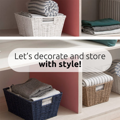 Compactor Cosmos Etna Basket - Stylish Black Woven Paper and Metal Frame Organizer - Medium Size (31X24X14 cm)