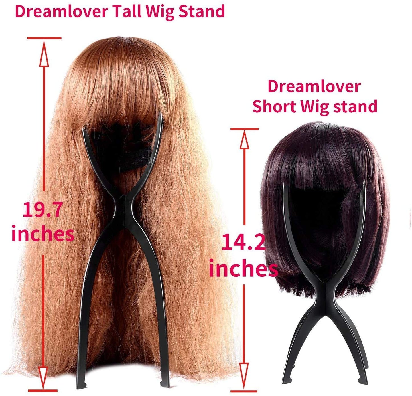 Dreamlover Wig Stands, Tall Wig Holder Stand Head for Women, Black, 2 Pack