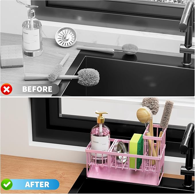 Cisily Pink Kitchen Sink Caddy Organzier