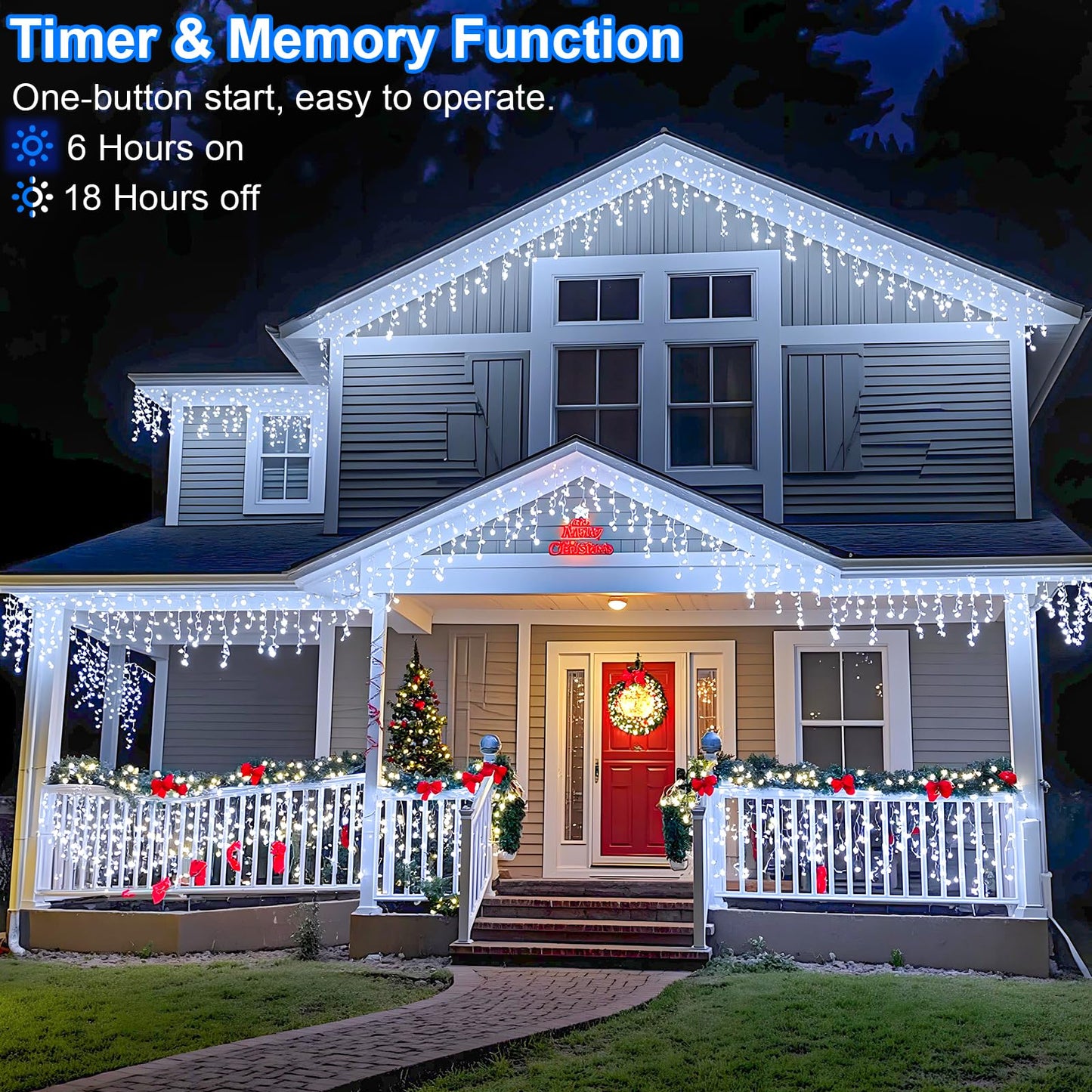 Icicle Christmas Lights Outdoor - 66ft 640 LED Icicle Lights for Outside 8 Modes with 120 Drops, Waterproof Plug in Fairy String Lights for Party Holiday Wedding Christmas Decoration, Cool White