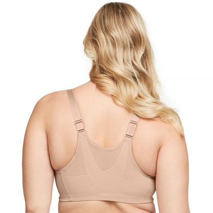 Glamorise Full Figure Plus Size MagicLift Front-Closure Posture Back Bra Wirefree #1265 Café 46DD