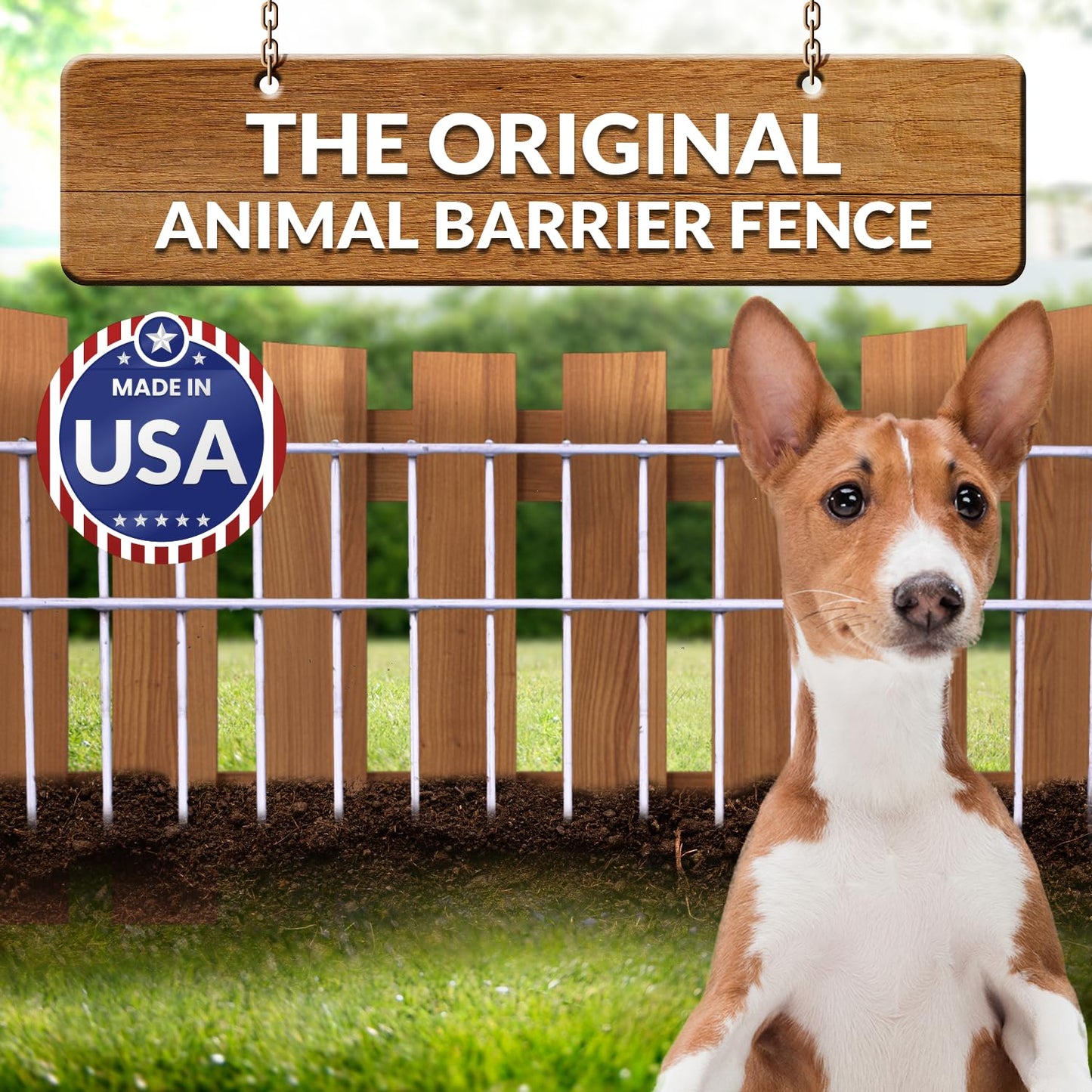 Dig Defence Original Animal Barrier Fence - X-Large Decorative Garden Fence, Outdoor No Dig Fence for Dogs and Rabbits, Yard and Patio - 24”(L) x 15”(H), 12 Pack