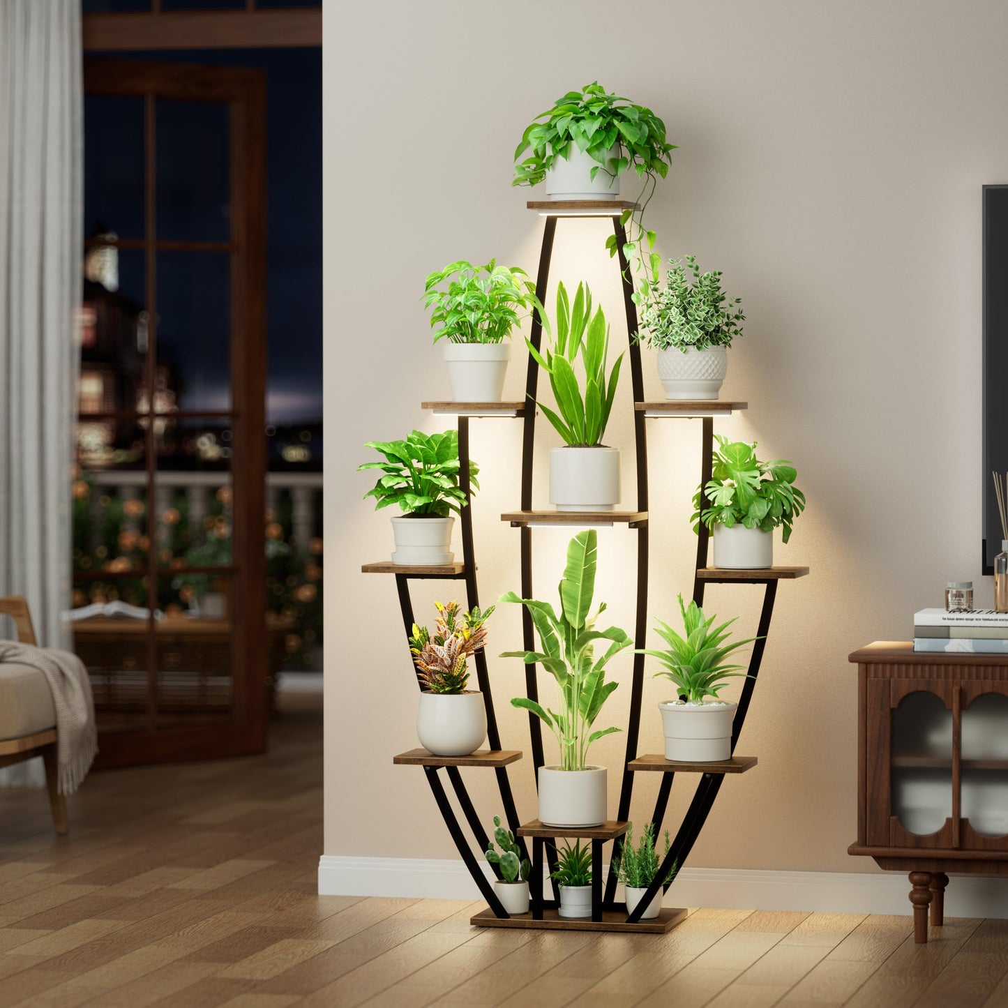 Plant Stand Indoor with Grow Lights - 10 Tiered Tall Plant Shelf Indoor, 59" Large Plant Stands for Indoor Plants, Metal Corner Flower Holder Rack Display for Living Room Patio Garden Balcony Home