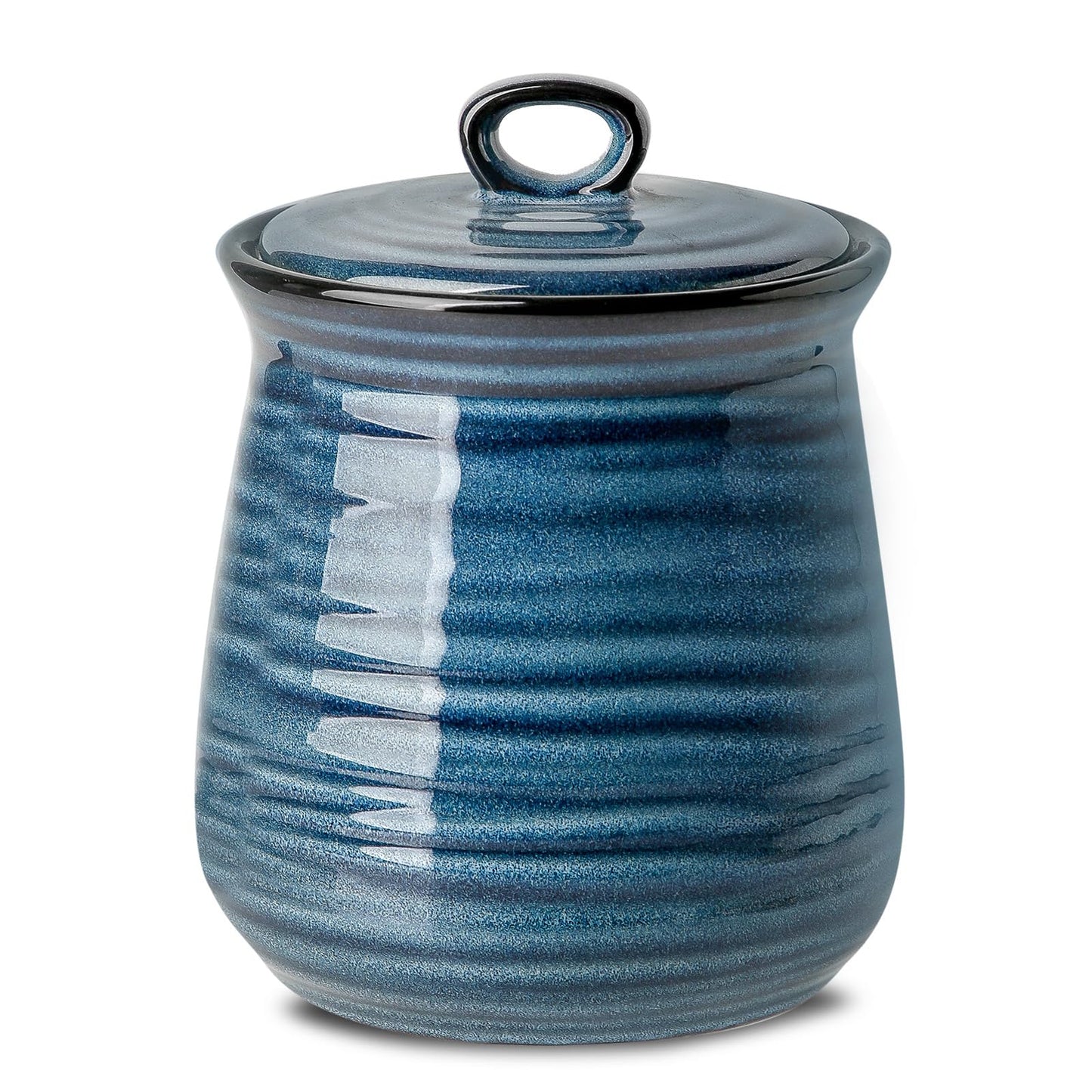 HASENSE Ceramic Food Storage Jar with Airtight Seal Lid, 35 Ounce Kitchen Canister Container for Cookie, Ground Coffee, Pasta, Cereal, Flour, Sugar, Rice, Seasoning and Pet Treat, Navy
