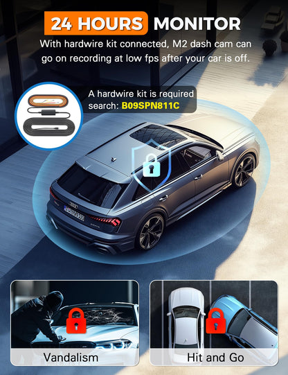 Galphi 3 Channel WiFi Dash Cam Front and Rear Inside with 64GB SD Card, 2.5K+1080P+1080P Car Dash Camera for Cars Front and Rear, Dashcam with G-Sensor, Loop Recording, 24H Parking Mode, Support 512GB