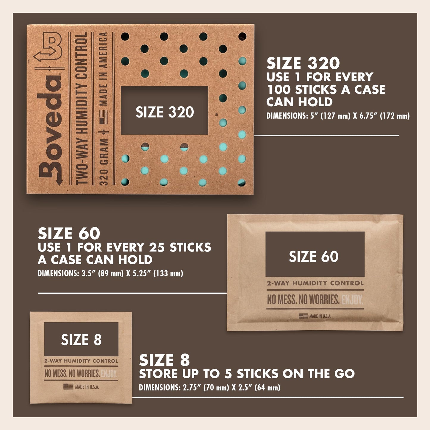 Boveda 72% Two-Way Humidity Control Packs For Wood Containers – Size 60 – 4 Pack – Moisture Absorbers – Humidifier Packs – Hydration Packets in Resealable Bag