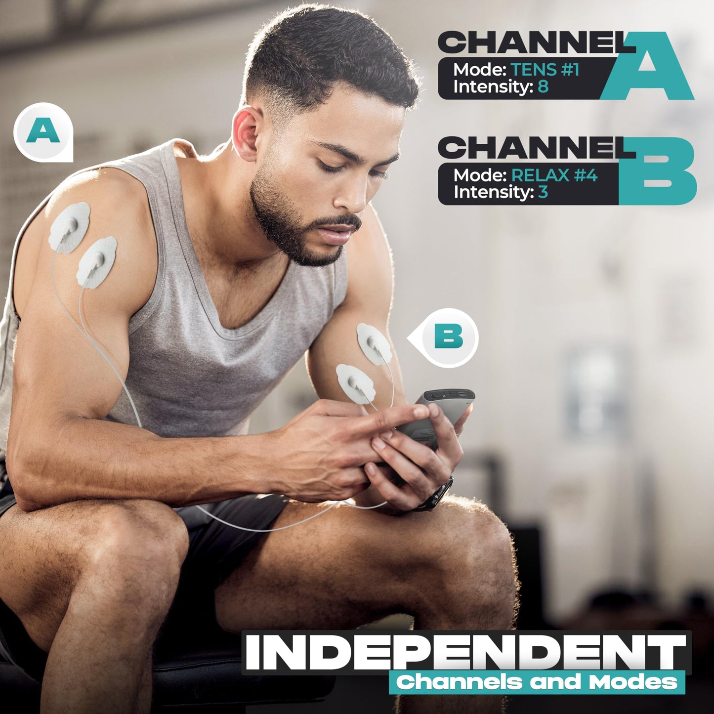 TENS Unit Muscle Stimulator, EMS Massager Machine for Shoulder, Neck, Sciatica and Back Pain Relief, Electronic Pulse Massage Physical Therapy, Silver