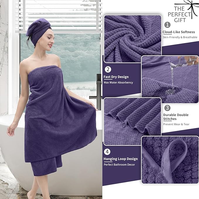 8 Piece Bathroom Towel Set |2 Oversized Large Bath Towels Sheet, 2 Hand Towels