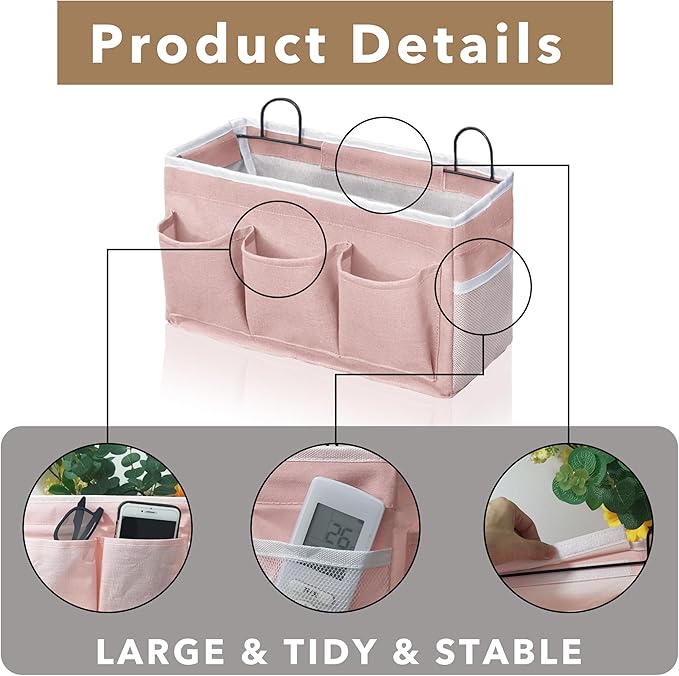 2pcs Light-Style Wall Hanging Storage Bag, Linen Fabric Door Hanging Organizer