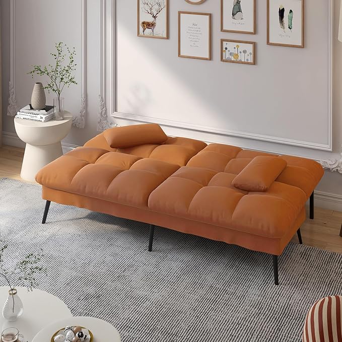 COMHOMA 72″ Futon Sofa Bed, Convertible Fabric Futons Couch