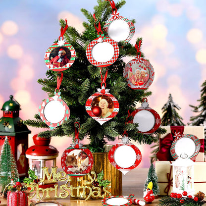 Yalikop 16 Pcs Christmas Photo Frame Ornaments Wooden Nutcrackers Santa Snowman Snowflake Picture Frame Tree Decoration DIY Photo Keepsakes for Xmas Party Decorations Winter (Light Ball)
