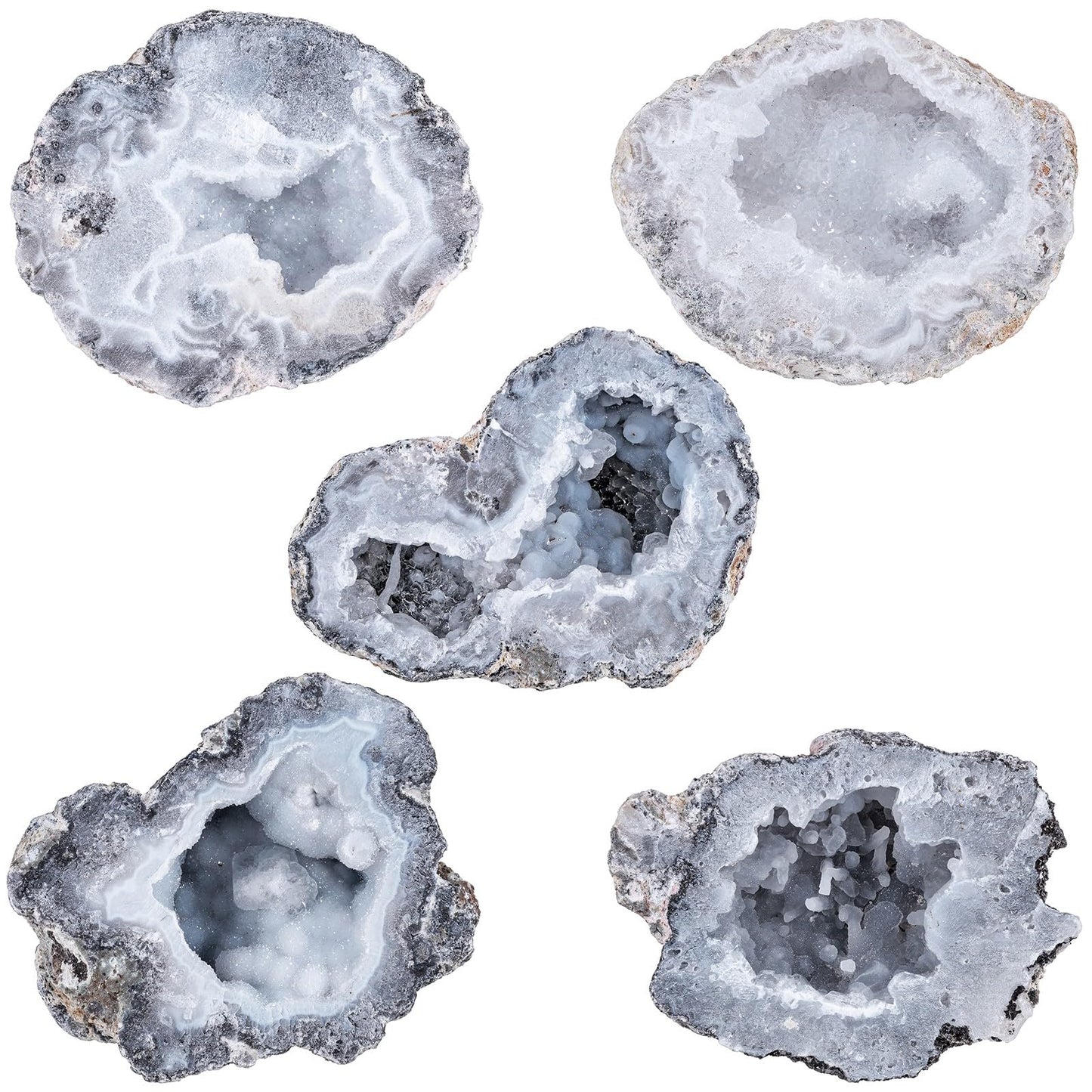 SUNYIK Mexico Agate Geode Quartz Crystal Cluster Specimen Irregular Mineral Stone Display for Home Office Decoration Reiki Healing Meditation, 0.78-1.77"(201-300g)