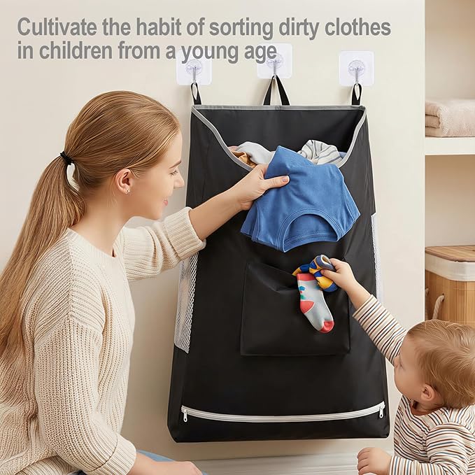 Hanging Laundry Hamper Bag, Extra Large Storage Space,