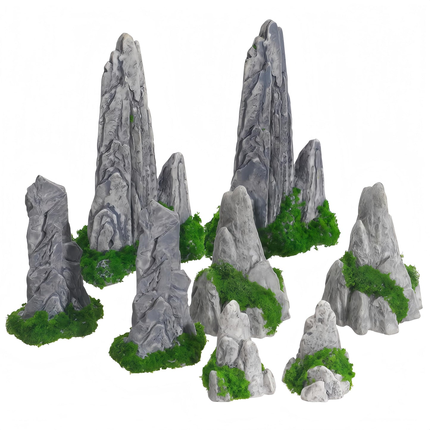 Wionin 8 Pieces Rockery Decor Zen Garden Accessories Micro Landscape Garden Decoration Mountain Landscape Figurines Mini Statues for Bonsai for Home Office Displays