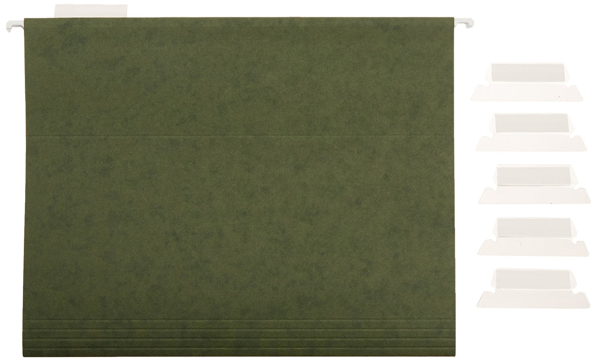 Amazon Basics Hanging Organizer File Folders for Efficient Filing, Sturdy, Adjustable Tabs, Letter Size, Pack of 25, Green