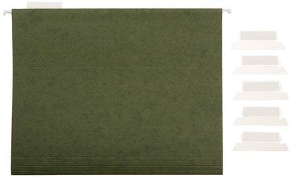Amazon Basics Hanging Organizer File Folders for Efficient Filing, Sturdy, Adjustable Tabs, Letter Size, Pack of 25, Green