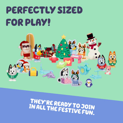 Bluey Mini Figures 2025 Christmas Advent Calendar, 24-Day Christmas Calendar Countdown with Festive Bingo, Muffin, and Socks, Advent Calendars for Ages 3+