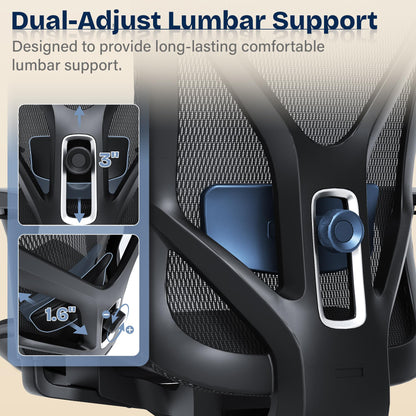 MOLENTS Ergonomic Office Chair, Mesh Computer Desk Chairs with Adjustable Lumbar Support, 3D Armrests, Tilt Function, Comfy Wide Seat, Swivel Executive Work Task Chair for Company and Home