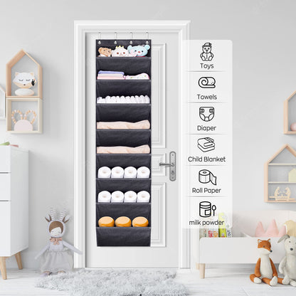 SLEEPING LAMB Over The Door Shoe Organizer for Closet with Large Deep Pockets, Narrow Shoe Rack for Door Hanging Boots Storage, Black